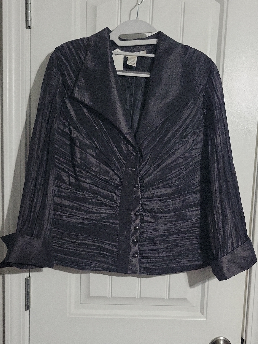 Charcoal Gray Pleated/Ruched Blouse